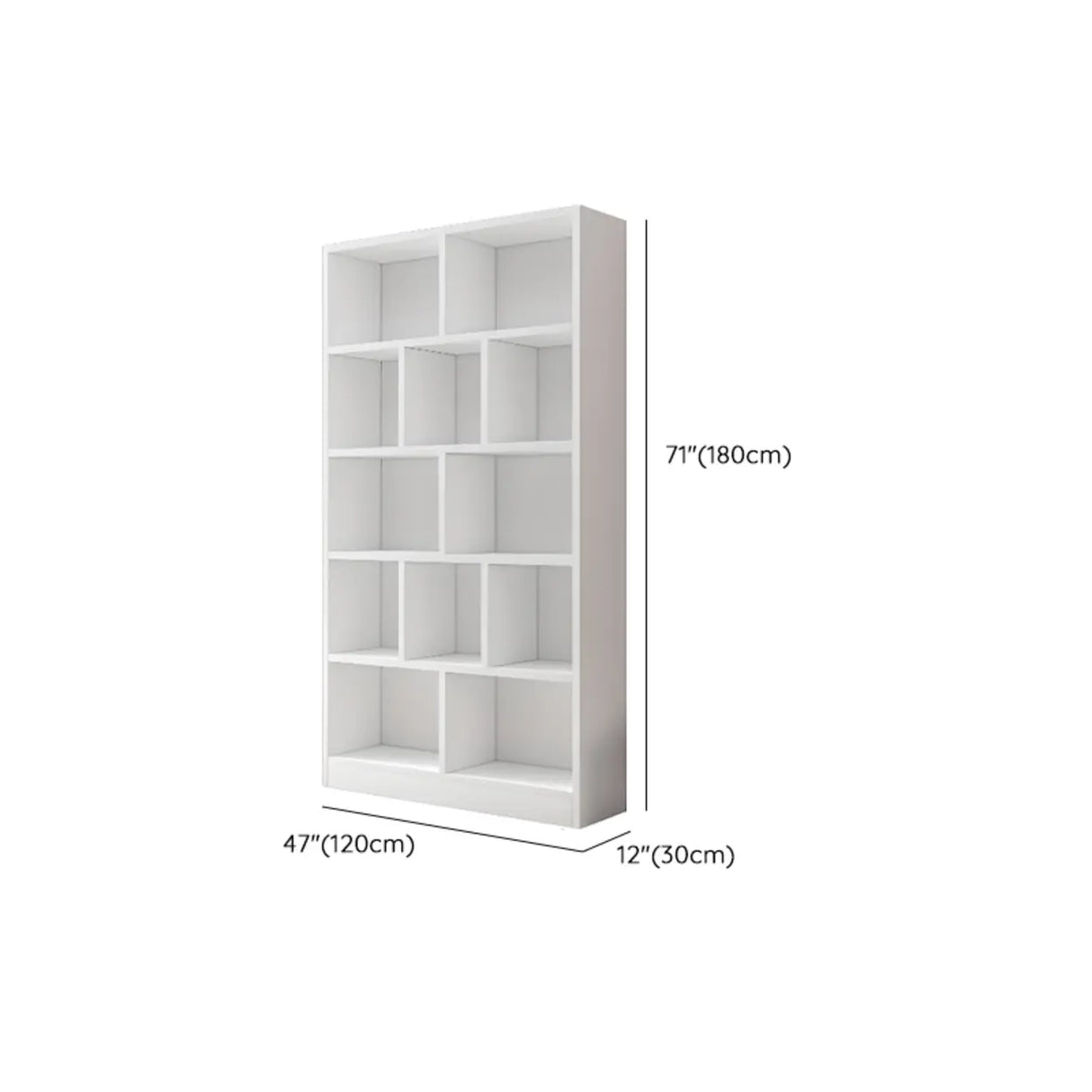Modish Rectangular Vertical White Wood Large Bookcase Image - 15