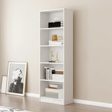 Modish Rectangular Vertical White Wood Large Bookcase Image - 3
