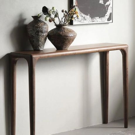 Modish Rectangular Walnut Wood Entry Console Table Image - 1