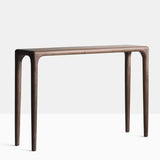 Modish Rectangular Walnut Wood Entry Console Table Image - 2