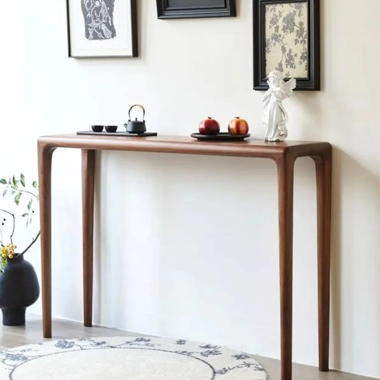 Modish Rectangular Walnut Wood Entry Console Table Image - 3