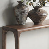 Modish Rectangular Walnut Wood Entry Console Table Image - 4