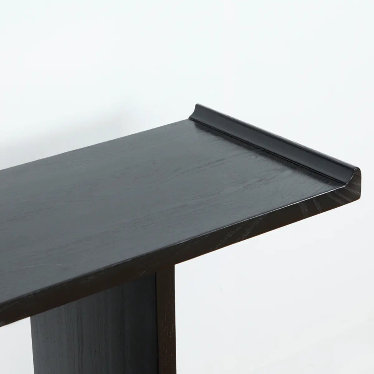 Modish Rectangular Wood Black Floor Shelf Console Table Image - 4