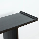 Modish Rectangular Wood Black Floor Shelf Console Table Image - 4