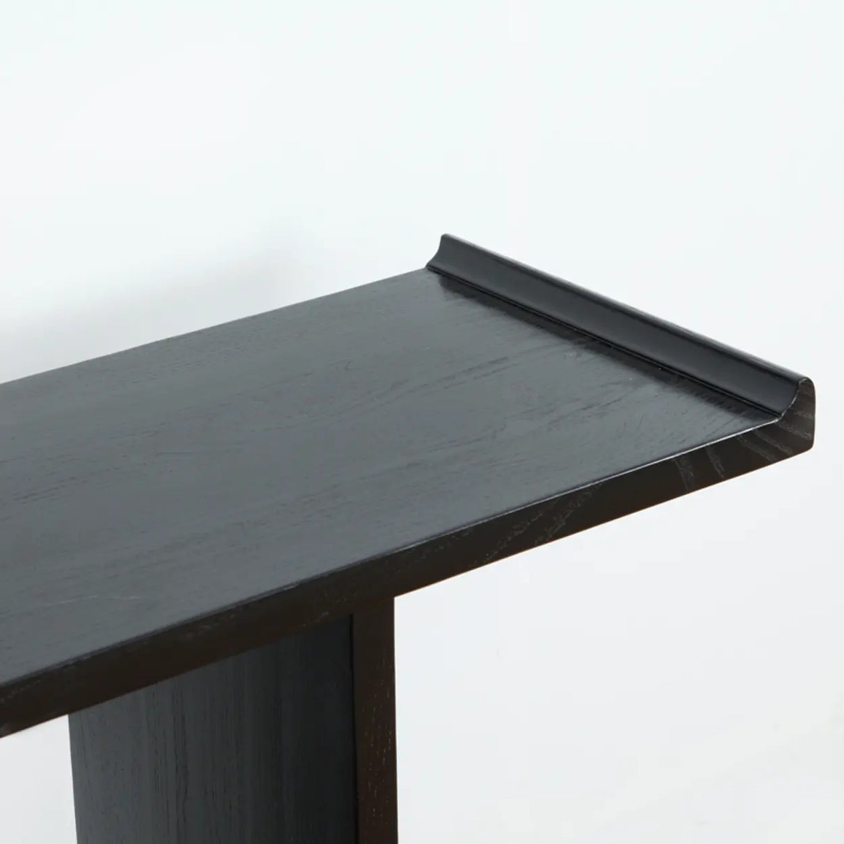 Modish Rectangular Wood Black Floor Shelf Console Table Image - 4