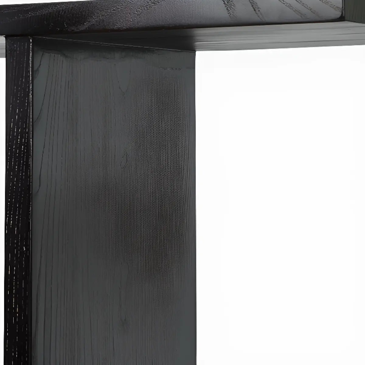 Modish Rectangular Wood Black Floor Shelf Console Table Image - 5