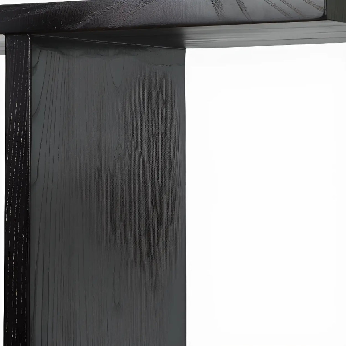 Modish Rectangular Wood Black Floor Shelf Console Table Image - 5