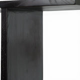 Modish Rectangular Wood Black Floor Shelf Console Table Image - 5