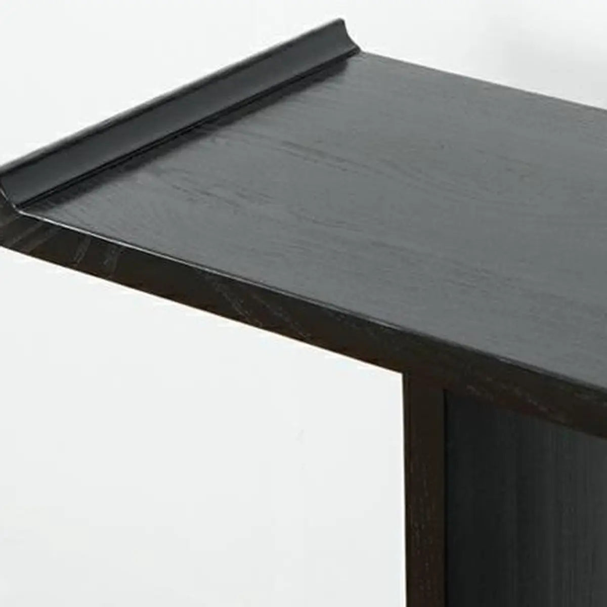 Modish Rectangular Wood Black Floor Shelf Console Table Image - 9