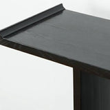 Modish Rectangular Wood Black Floor Shelf Console Table Image - 9