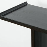 Modish Rectangular Wood Black Floor Shelf Console Table Image - 9