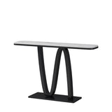 Modish Twist Stone Top Black Pedestal Console Table Image - 1