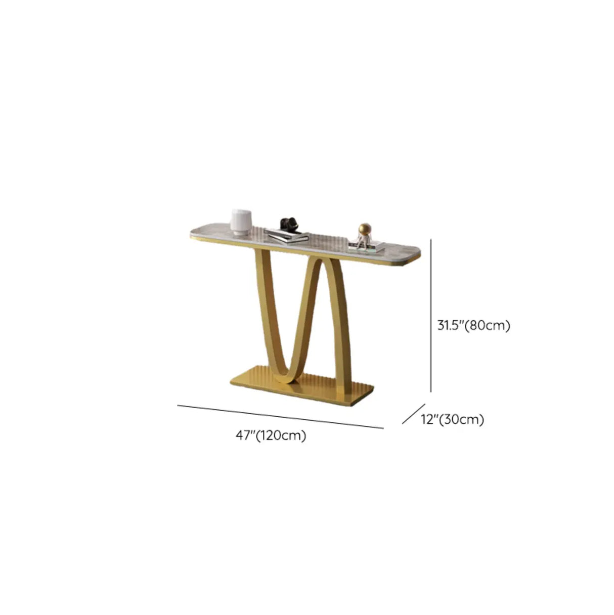 Modish Twist Stone Top Black Pedestal Console Table Image - 14