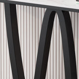 Modish Twist Stone Top Black Pedestal Console Table Image - 8