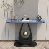 Modish U Shape Base Half Circle Blue Stone Console Image - 1