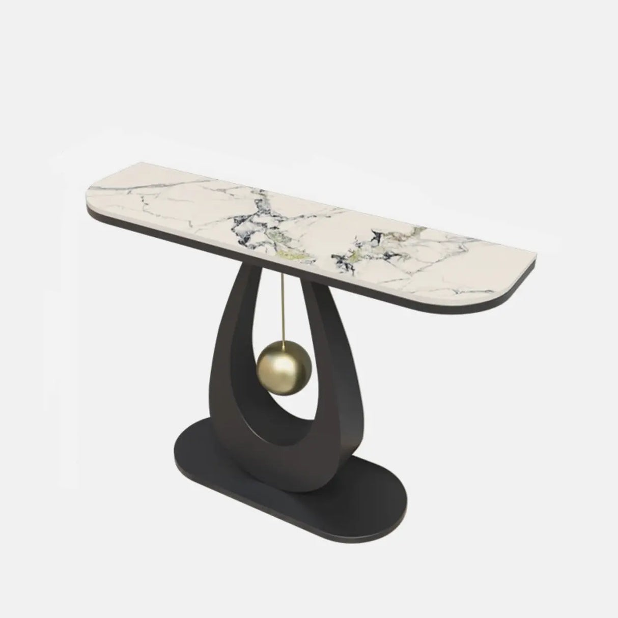 Modish U Shape Base Half Circle Blue Stone Console Image - 11