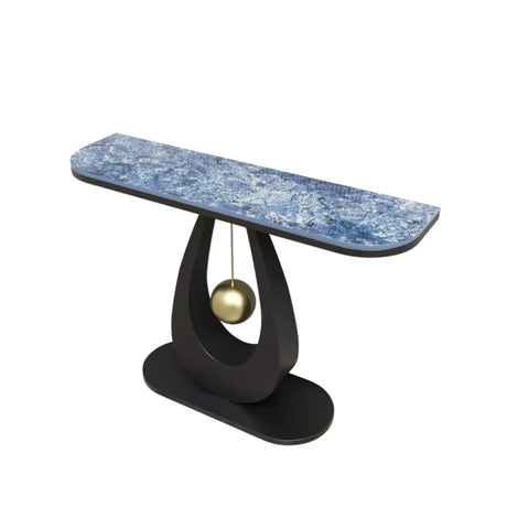 Modish U Shape Base Half Circle Blue Stone Console Image - 2