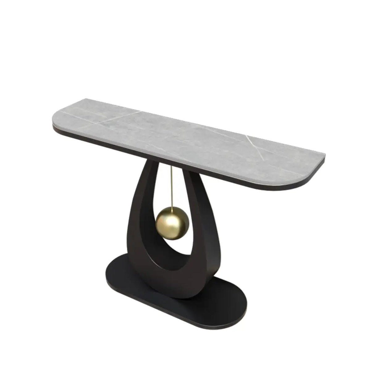 Modish U Shape Base Half Circle Blue Stone Console Image - 3