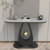 Modish U Shape Base Half Circle Blue Stone Console Image - 4