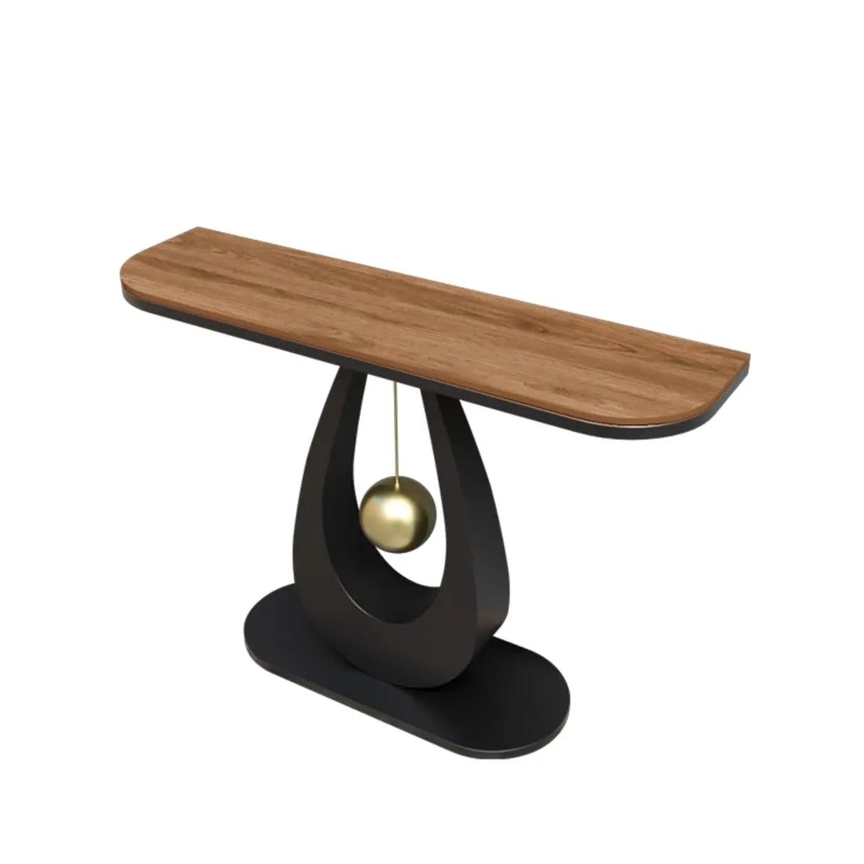 Modish U Shape Base Half Circle Blue Stone Console Image - 5