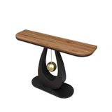 Modish U Shape Base Half Circle Blue Stone Console Image - 5