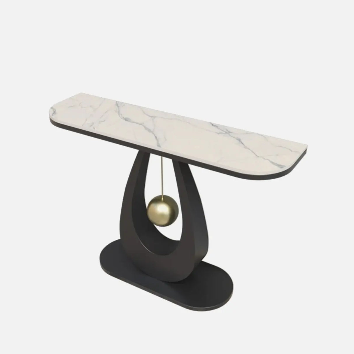 Modish U Shape Base Half Circle Blue Stone Console Image - 7