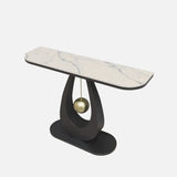 Modish U Shape Base Half Circle Blue Stone Console Image - 7