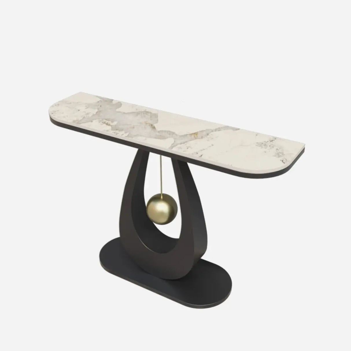Modish U Shape Base Half Circle Blue Stone Console Image - 9