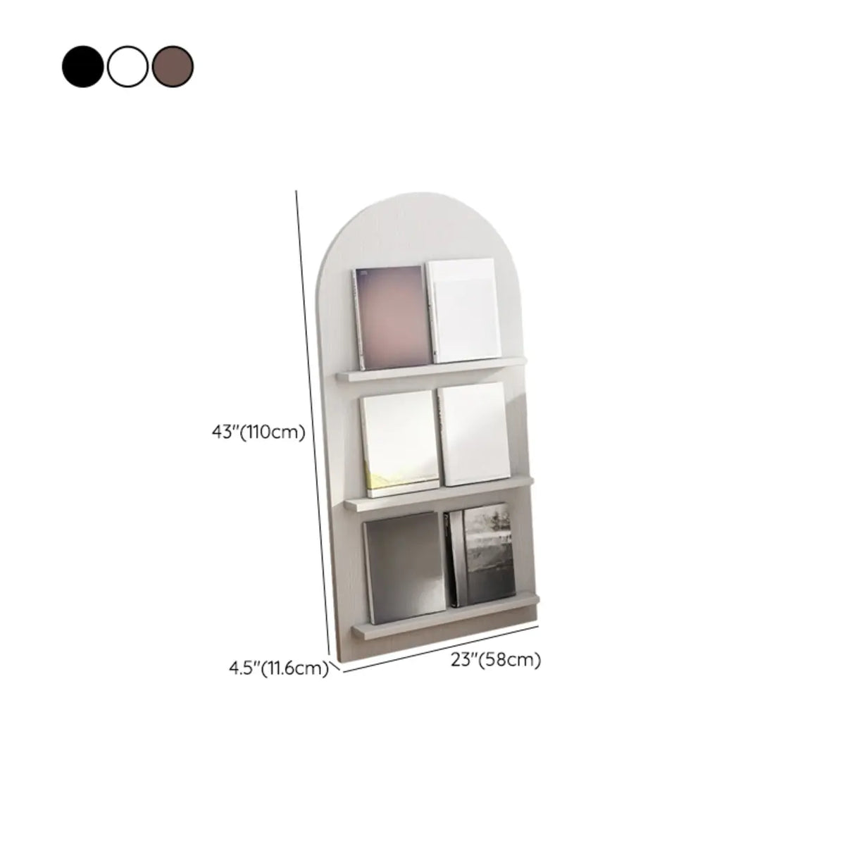 Modish Vertical Arch Espresso 3 Shelves Wood Bookshelf 