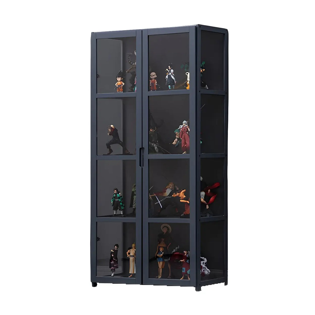 Modish Vertical Bamboo Clear Grey Curio Display Cabinet Image - 12