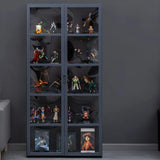 Modish Vertical Bamboo Clear Grey Curio Display Cabinet Image - 1