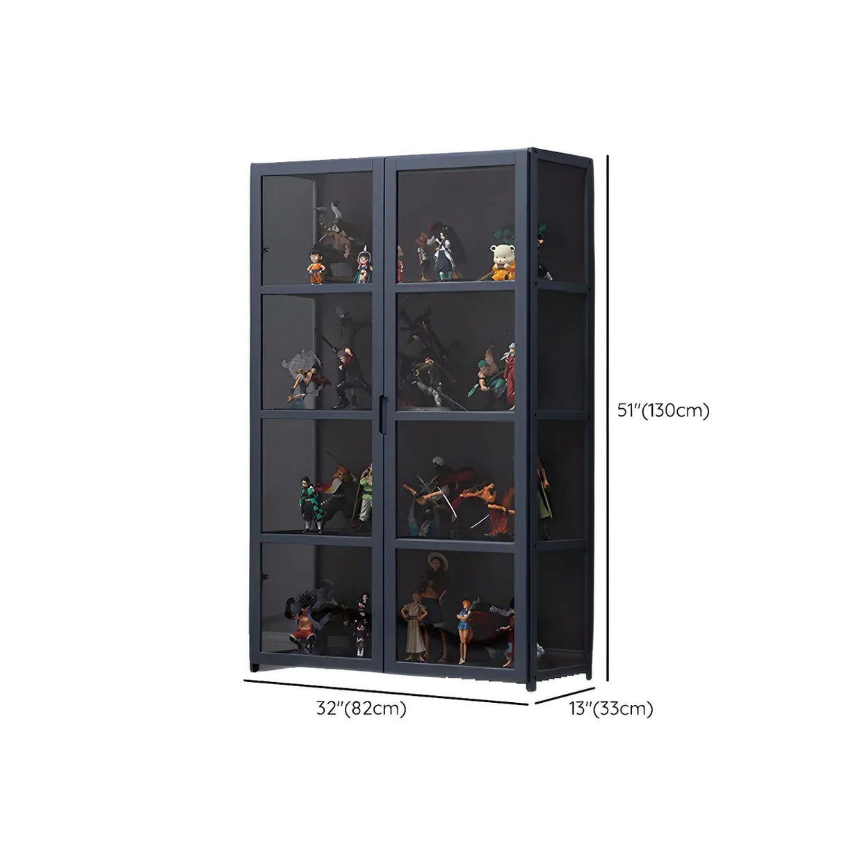 Modish Vertical Bamboo Clear Grey Curio Display Cabinet Image - 24