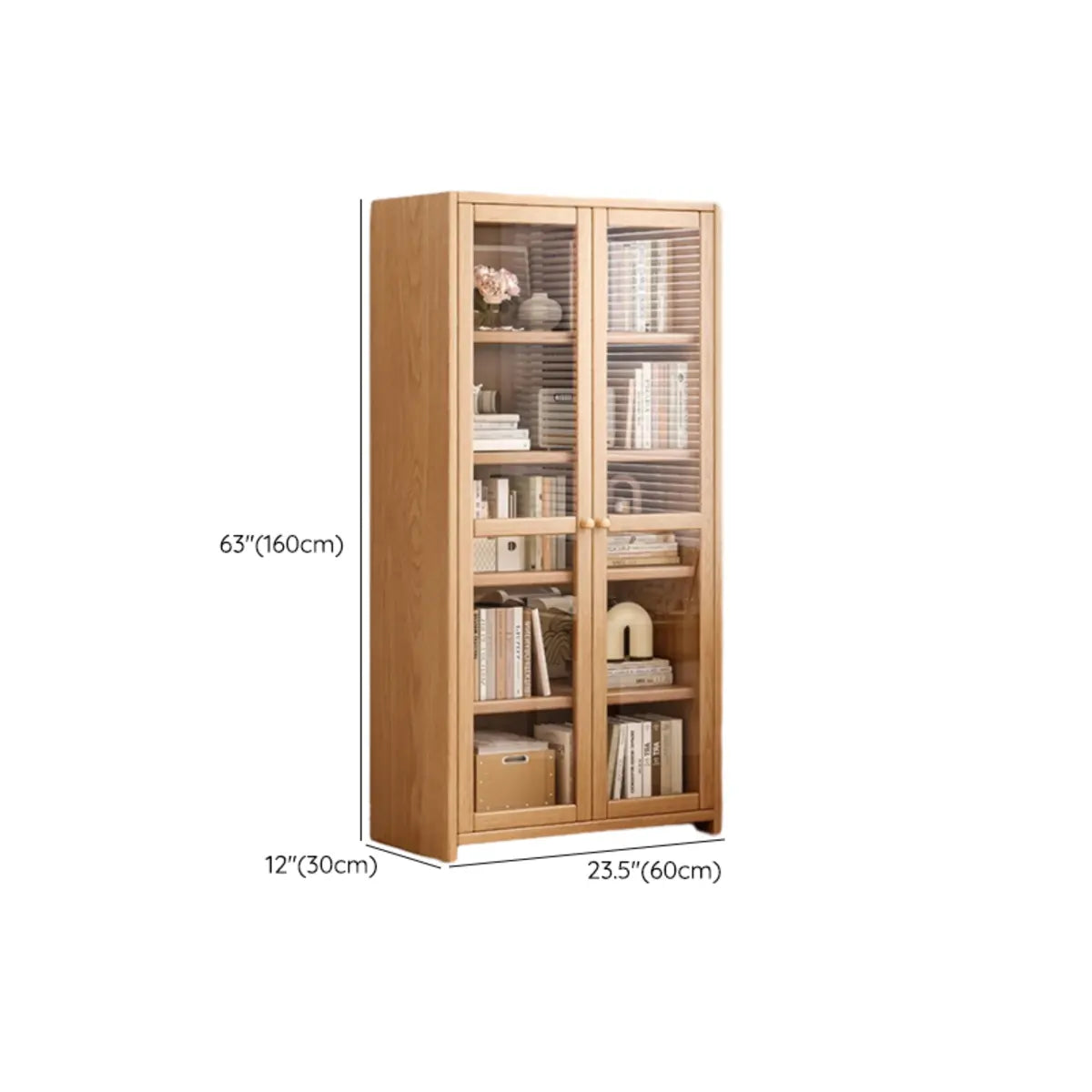 Modish Vertical Glass Doors Brown Timber Bookcases 