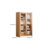 Modish Vertical Glass Doors Brown Timber Bookcases Image - 22
