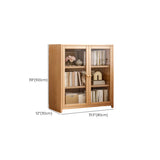 Modish Vertical Glass Doors Brown Timber Bookcases Image - 23