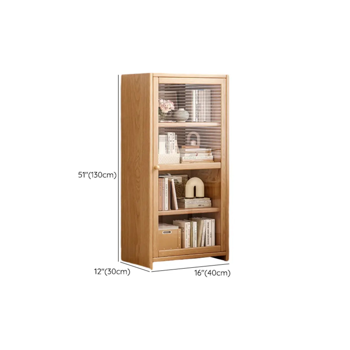 Modish Vertical Glass Doors Brown Timber Bookcases Image - 25