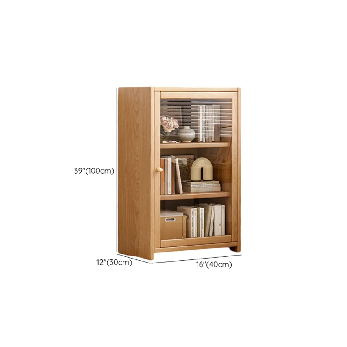 Modish Vertical Glass Doors Brown Timber Bookcases Image - 27