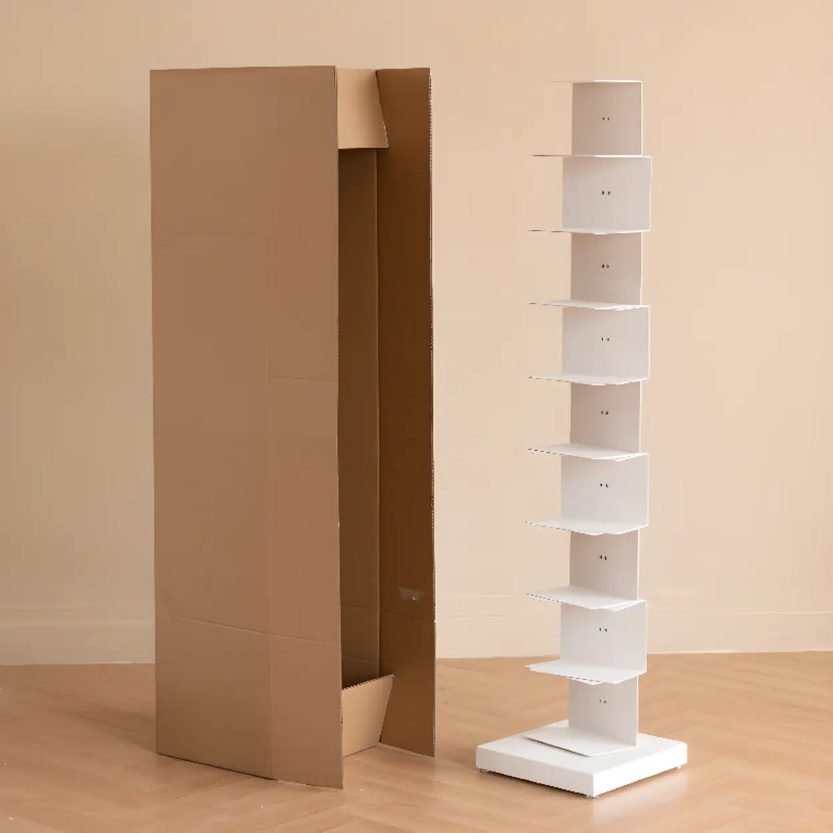 Modish Vertical Simple Alloy Tower Narrow Bookcase Image - 5