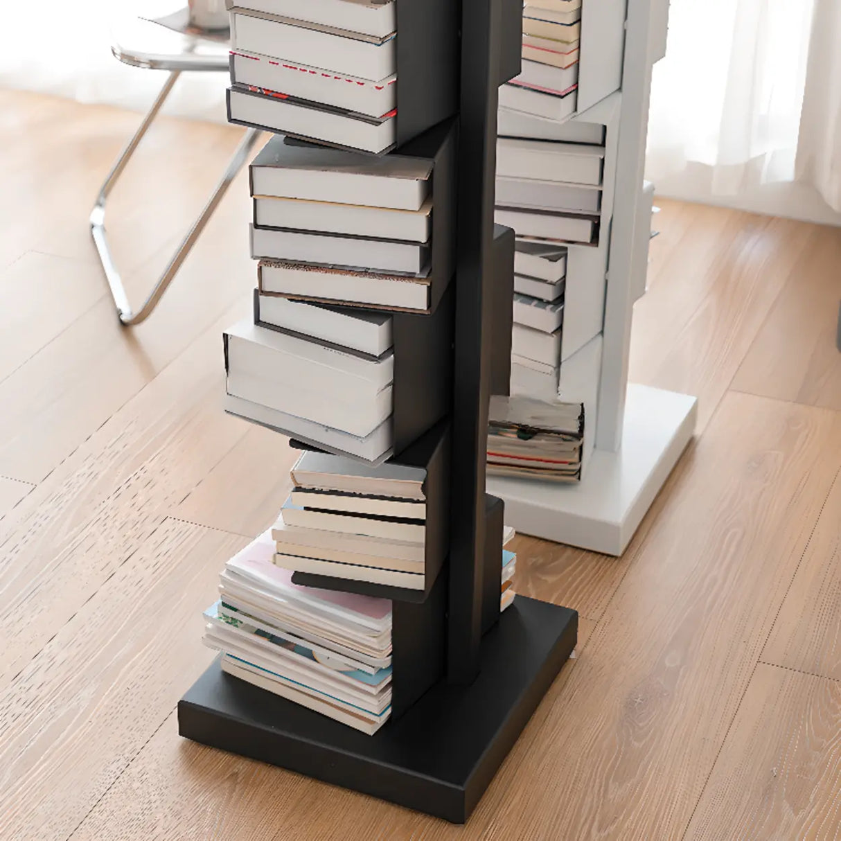 Modish Vertical Simple Alloy Tower Narrow Bookcase Image - 9
