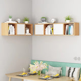 Modish Wall-Mounted Rectangular Wood Small Bookcase Image - 1