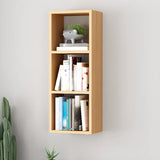 Modish Wall-Mounted Rectangular Wood Small Bookcase Image - 14