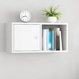Modish Wall-Mounted Rectangular Wood Small Bookcase Image - 18