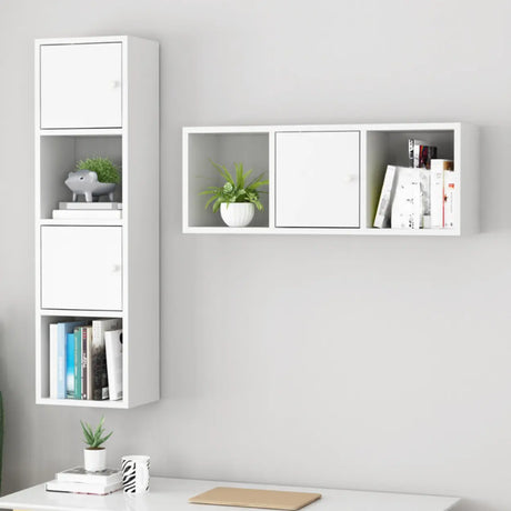 Modish Wall-Mounted Rectangular Wood Small Bookcase Image - 2