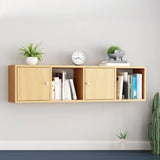 Modish Wall-Mounted Rectangular Wood Small Bookcase Image - 27
