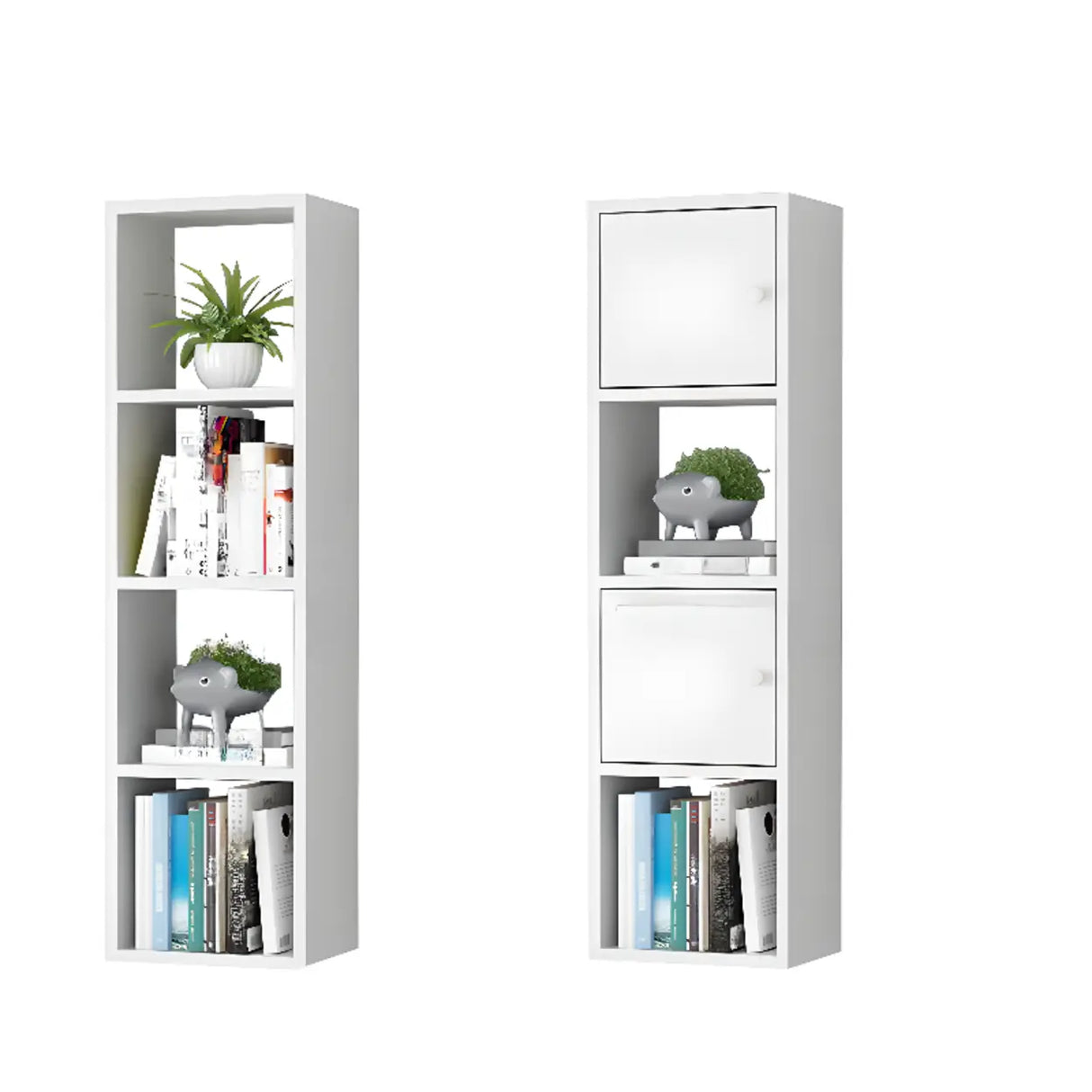 Modish Wall-Mounted Rectangular Wood Small Bookcase Image - 3