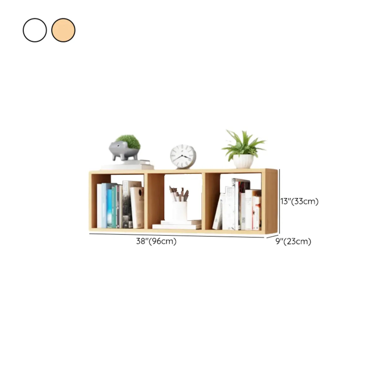 Modish Wall-Mounted Rectangular Wood Small Bookcase 