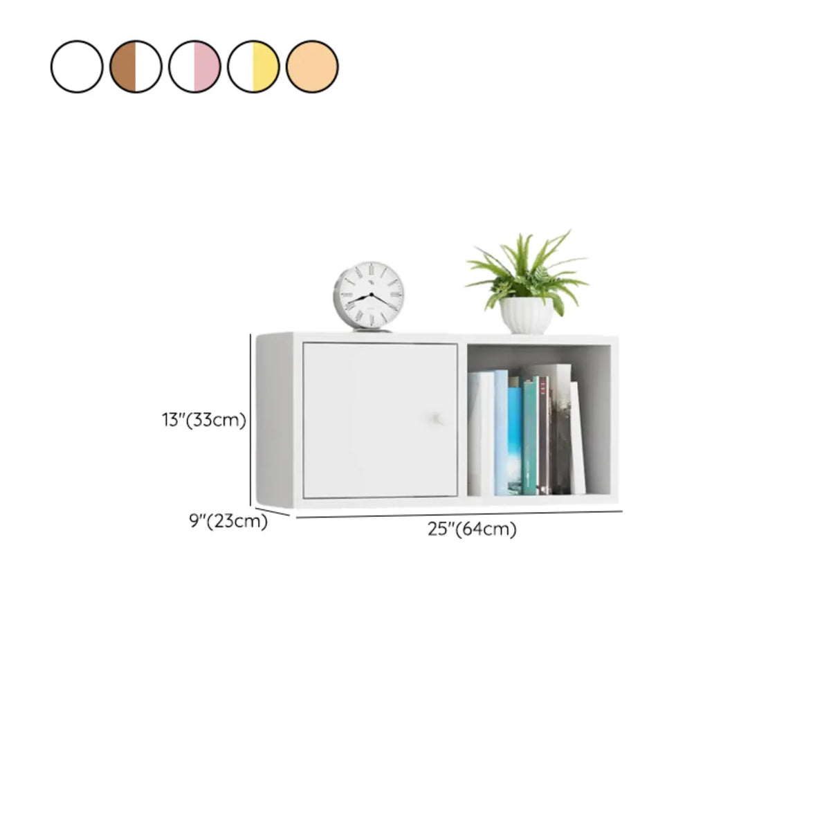 Modish Wall-Mounted Rectangular Wood Small Bookcase Image - 36
