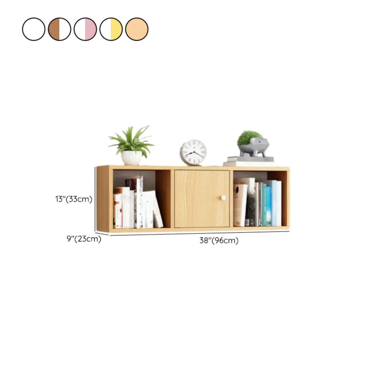 Modish Wall-Mounted Rectangular Wood Small Bookcase Image - 37