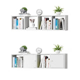 Modish Wall-Mounted Rectangular Wood Small Bookcase Image - 4