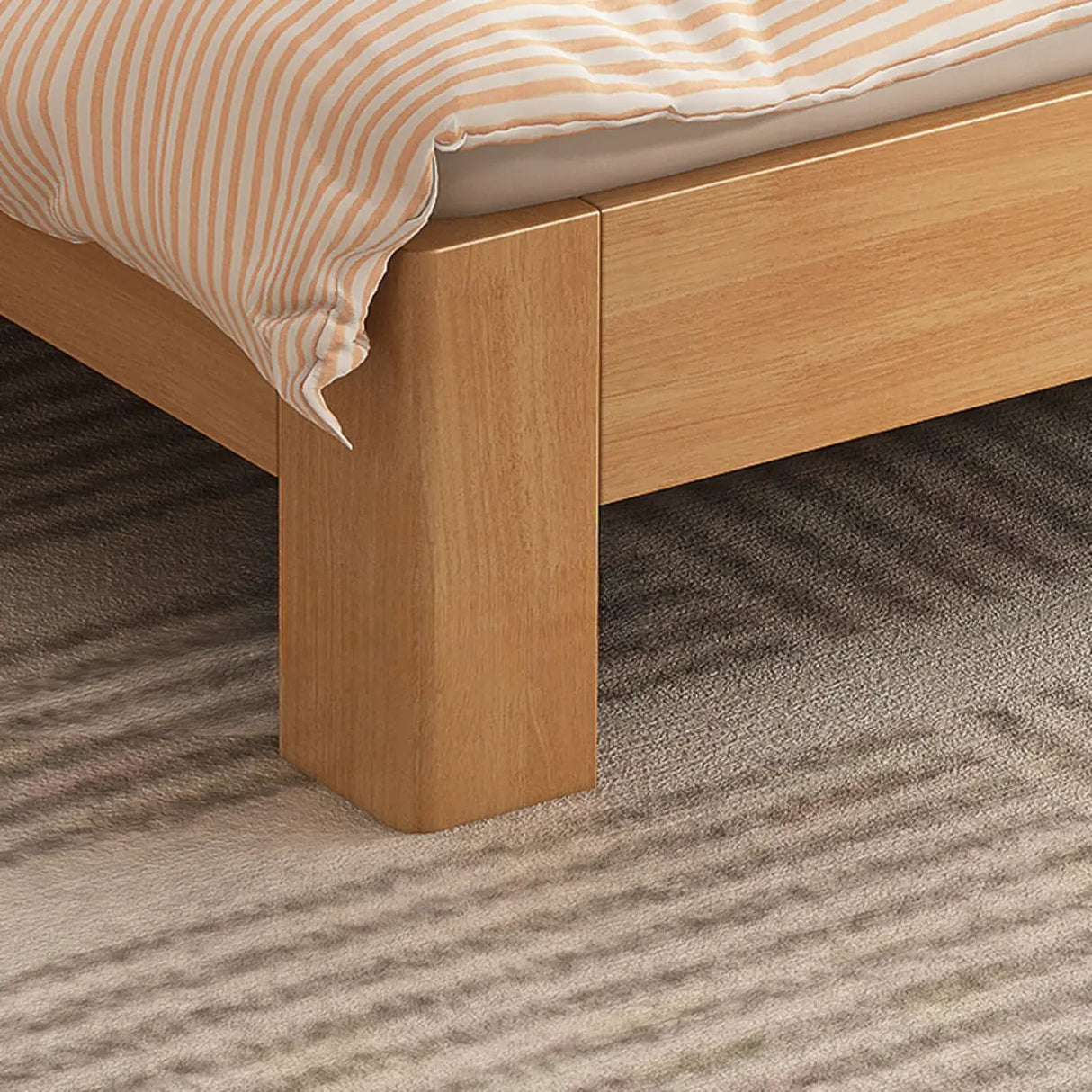 Modish Walnut Queen Rectangle Pine Wood Panel Bed Frame Image - 10
